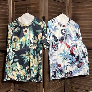 Set of 2, Floral Print Columbia Shirts